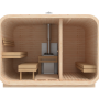 Square sauna comfort pinewood with wood-fired heater4